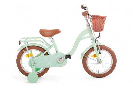 AMIGO Fairy Kinderfiets - Meisjesfiets 14 Inch - Met Terugtraprem - Met Zijwieltjes - Mintgroen van AMIGO