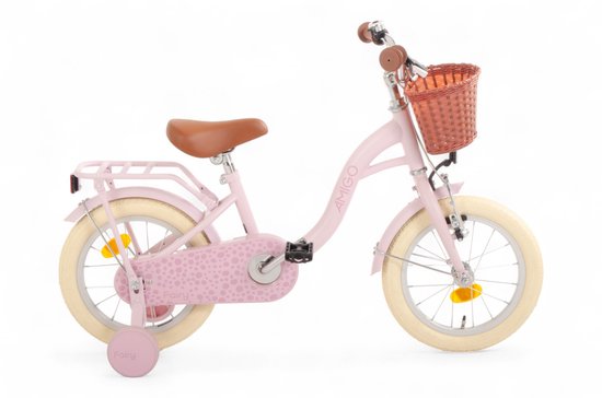 AMIGO Fairy Kinderfiets - Meisjesfiets 14 Inch - Met Terugtraprem - Met Zijwieltjes - Roze van Merkloos
