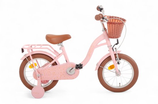 AMIGO Fairy Kinderfiets - Meisjesfiets 14 Inch - Met Terugtraprem - Met Zijwieltjes - Zalmroze van Merkloos