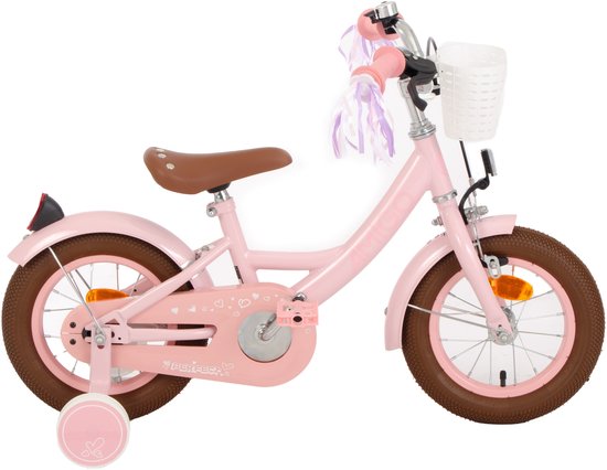 AMIGO Perfect Meisjesfiets - Kinderfiets voor Meisjes - 12 Inch 21 cm - Terugtraprem - Roze van AMIGO
