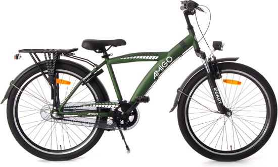AMIGO Roady Jongensfiets 24 Inch - Kinderfiets voor 8 tot 12 Jaar - 115+ cm - 3 Versnellingen - Groen van AMIGO