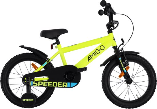 AMIGO Speeder Jongensfiets 16 Inch - Kinderfiets voor 4 tot 6 Jaar - 100-115 cm - Geel/Zwart van AMIGO