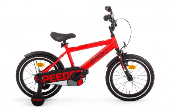 AMIGO Speeder Jongensfiets 16 Inch - Kinderfiets voor 4 tot 6 Jaar - 100-115 cm - Rood/Zwart van AMIGO