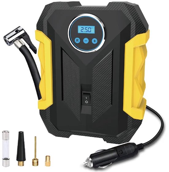 Amolass - Compressor - Luchtcompressor - Bandenpomp - Ballenpomp - 12V - Draagbaar - Digitale Display - Nachtverlichting