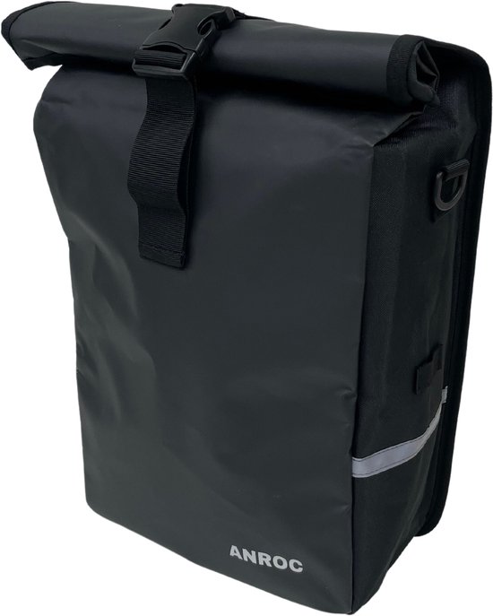 Anroc Enkele Fietstas met Schoudertas Functie - 23 Liter - Waterbestendig - Zwart van Merkloos