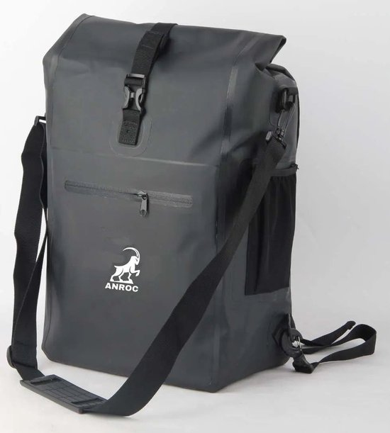 Anroc enkele fietstas waterdicht zwart met rugtas en schoudertas functie van Lynx.