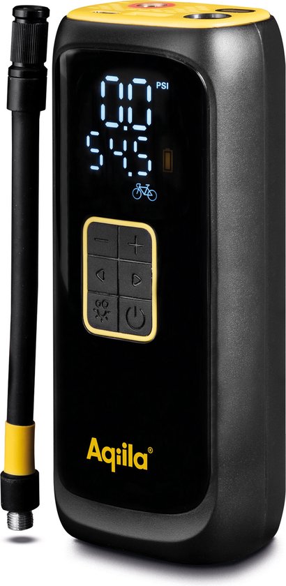 Aqiila Airbird C4 Elektrische Bandenpomp, draagbare Luchtcompressor, 10,3 bar - 150 psi, 20-22 L/M, Zaklamp en Powerbank function, 4000mAh, 20W, USB-C & USB-A, Fietspomp/Auto/Motor/Bal/Luchtbed