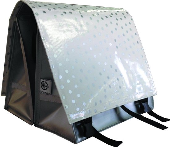 Atelier Du Baj Large Luxe Polka Silver - Dubbele Fietstas - Achter - 45 l - Silver van Atelier Du Baj