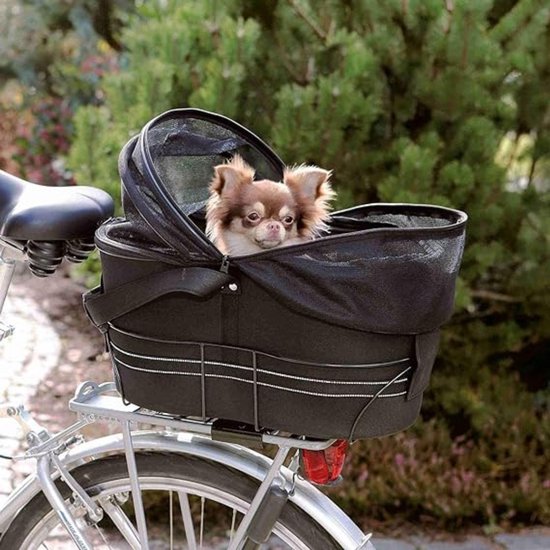 Aurixi® Hondenfietsmand - Fietstas Hond - Hondenfietsmand Afneembaar - Zwart -48cm x 29cm x 42cm van Merkloos