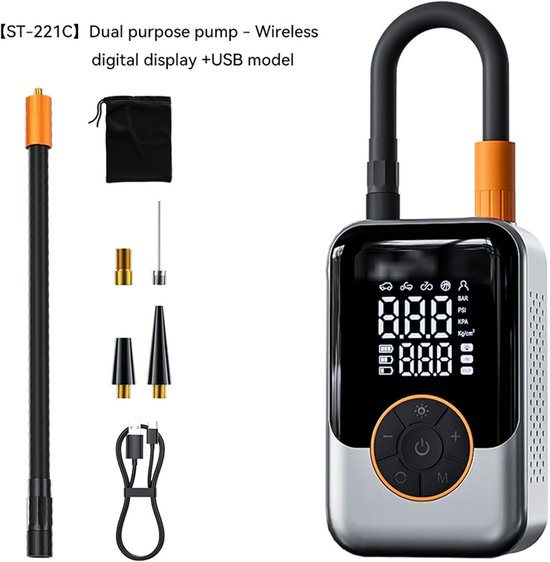 Auto Tire Inflator, Wireless Air Pump voor Car Tires, 2,9 inch draagbare