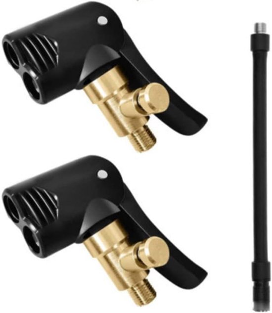 Auto Ventiel Adapter - 2stuks - Autopomp - Ventiel verlengstuk - Geschikt voor campers, auto's, fietsen, aanhangers en transportvoertuigen - 16 cm - met Luchtslang
