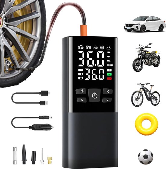 Autobanden Pomp - Elektrische Fietspomp - Compressor - Luchtcompressor - Zwart