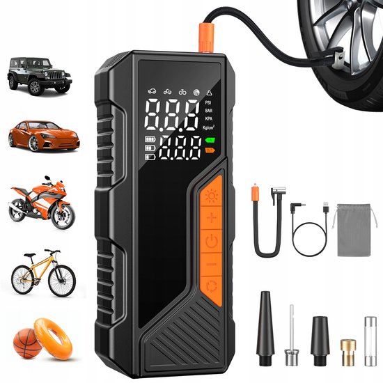 Autobanden Pomp - luchtcompressor - Draadloze Bandencompressor - 150PSI Max Druk - Automatisch Uitschakelen - LCD Display - LED Zaklamp - Voor Auto, Fiets en Ballen