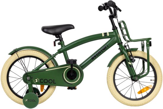 Aventuri 2Cool 3.0 Jongensfiets 16 Inch - Kinderfiets voor 4 tot 6 Jaar - 100-115 cm - Met Zijwieltjes - Groen