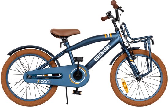 Aventuri 2Cool 3.0 Jongensfiets 18 Inch - Kinderfiets voor 5 tot 7 Jaar - 110-125 cm - Met Standaard - Blauw