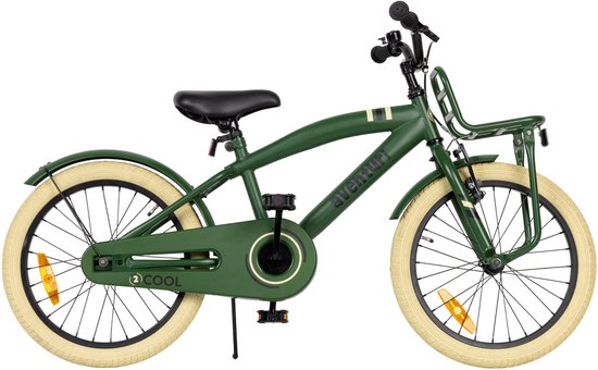 Aventuri 2Cool 3.0 Jongensfiets 18 Inch - Kinderfiets voor 5 tot 7 Jaar - 110-125 cm - Met Standaard - Groen