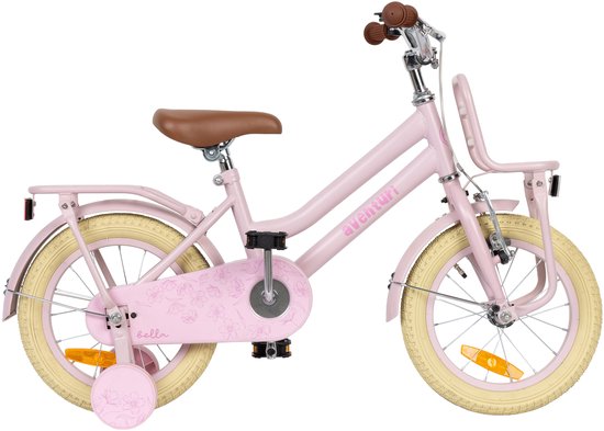 Aventuri Bella 3.0 Meisjesfiets 14 Inch - Kinderfiets voor 3 tot 5 Jaar - 95-110 cm - Met Zijwieltjes - Roze