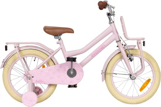 Aventuri Bella 3.0 Meisjesfiets 16 Inch - Kinderfiets voor 4 tot 6 Jaar - 100-115 cm - Met Zijwieltjes - Roze
