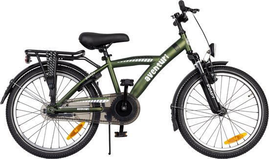 Aventuri Roady 3.0 Jongensfiets 20 Inch - Kinderfiets voor 6 tot 8 Jaar - 1 Versnelling - Donkergroen