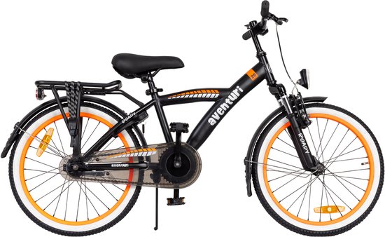 Aventuri Roady 3.0 Jongensfiets 20 Inch - Kinderfiets voor 6 tot 8 Jaar - 1 Versnelling - Zwart/oranje