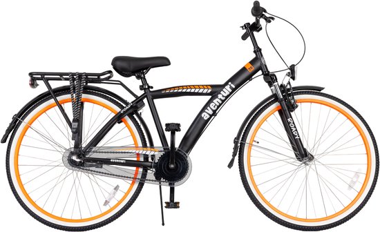 Aventuri Roady 3.0 Jongensfiets 26 Inch - Kinderfiets voor 10 tot 14 Jaar - 3 Versnellingen - Zwart/oranje