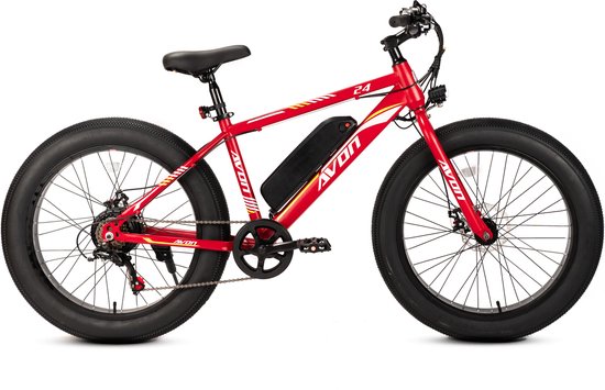 Avon X6 250w E-bike Fatbike 250w Motor 24 Inch Rood Gratis Rijklaar Bezorgd van Avon