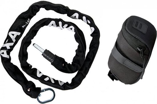 AXA 100cm insteekketting - inclusief opbergtasje - zadeltas  - Gehard staal - Zwart van AXA