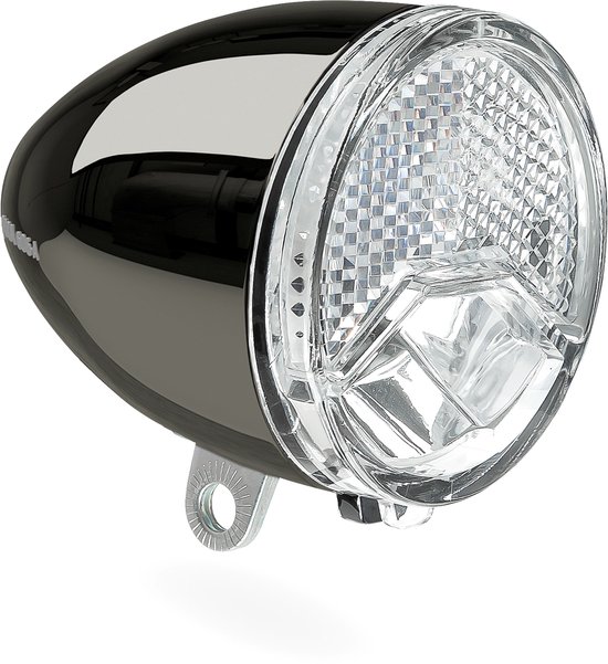 AXA 606 Steady Auto Fietskoplamp - LED Voorlicht - 15 Lux - Dynamo - Auto On Lichtsensor - Clear Lens Technology - 35 m Lichtbeeld - 2.250 m Zichtbaarheid - Retro Chrome