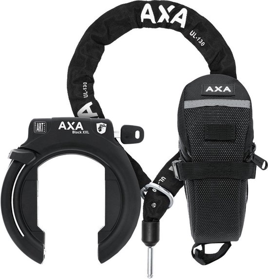 Axa Block XXL met ULC130 insteekketting en zadeltas van AXA