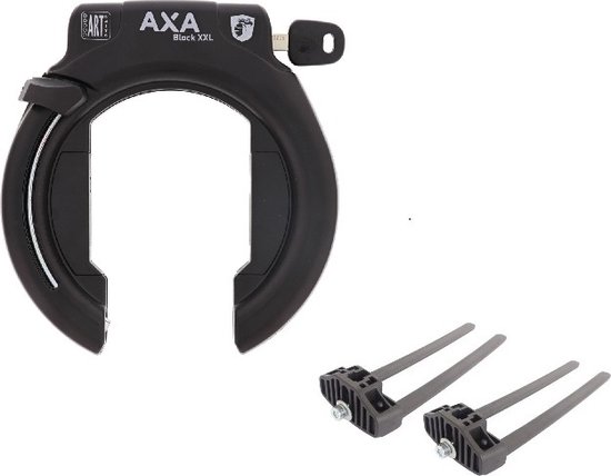 AXA Block XXL - Ringslot voor fietsen met brede banden - ART 2 sterren keurmerk - Frameslot met flexmount bevestiging set - Met plug-in mogelijkheid- Zwart van AXA