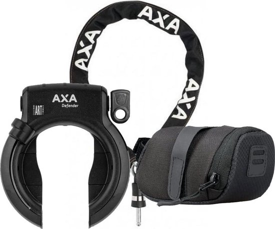AXA Defender ART2 fietsslot 100cm AXA insteekketting set met opbergtas - zadeltas - Zwart van AXA