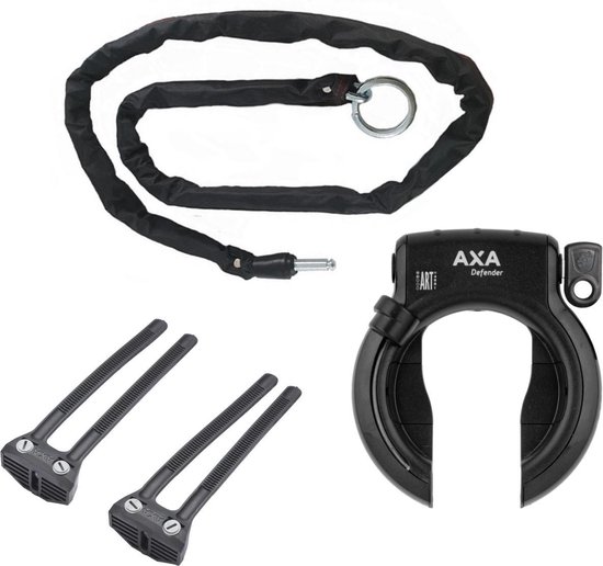 Axa Defender Ringslot ART2 Zwart + Insteekketting 100 cm 5,5 mm Zwart + Flex Mount Bevestigingsset van AXA