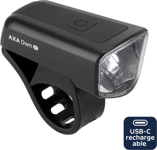 AXA Dwn 50 USB koplamp - 50 lux - USB oplaadbare fietsverlichting - vervangbare batterij