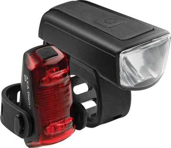 AXA Dwn Set 30 Lux Fietsverlichting – USB Oplaadbare LED Fietslampjes Voor en Achter – Waterdicht (Spatwaterdicht) – StVZO Goedgekeurd Fietslicht Set