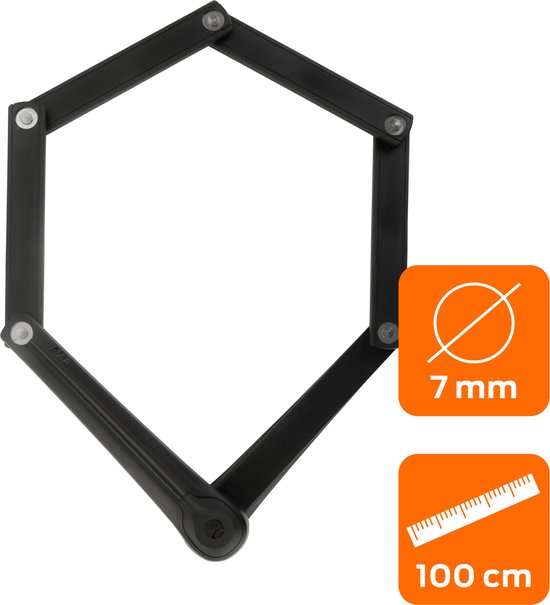 AXA Fold 100 - Vouwslot - Fietsslot - Voor elk type Fiets - Met Houder - 100 cm lang - Zwart van AXA