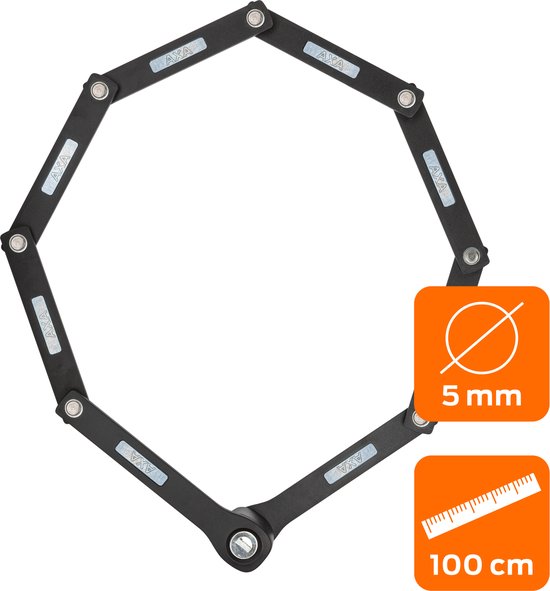 AXA Fold Lite 100 - Vouwslot - Fietsslot - Voor elk type Fiets – Licht Gewicht - Met Houder - 100 cm lang - Zwart van AXA