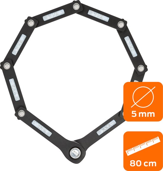 AXA Fold Lite 80 - Vouwslot - Fietsslot - Voor elk type Fiets – Licht Gewicht - Met Houder - 80 cm - Zwart van AXA