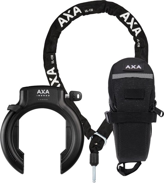 AXA Imenso Large met 130cm ULC insteekketting en zadeltas van AXA