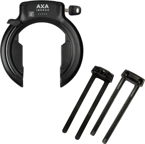 AXA Imenso Large Ringslot + Flex Mount Bevestigingsstrips – ART 2 | Fietsenslot met Flexibele Bevestiging | Geschikt voor Alle Frames van AXA