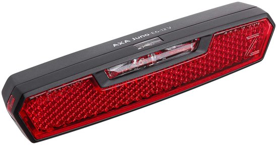 AXA Juno E‑bike Achterlicht – LED Fietsverlichting – 6–12V – Remlichtfunctie – 500 m Zichtbaarheid – Geïntegreerde Reflector – 80 mm Montage – Rood