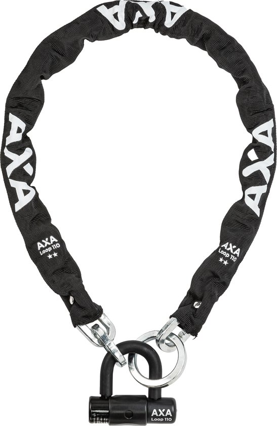 AXA Loop 110 Kettingslot - ART 2 Slot voor Fietsen - Extra Dikke Schakels - Hangslot - 110 cm lang - 9,5 mm - Zwart - Zeer geschikt voor Fatbike! van AXA