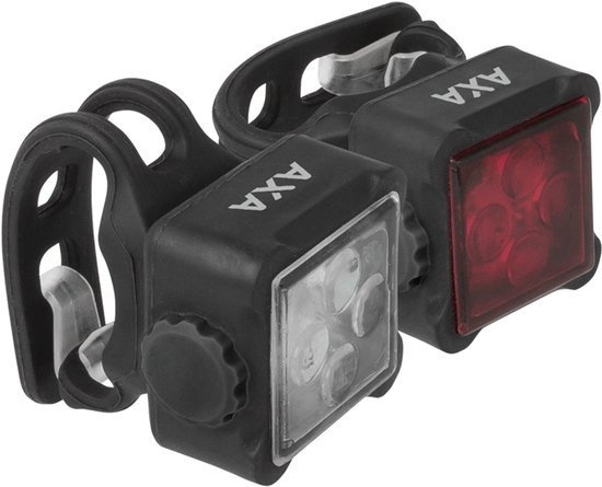 AXA Niteline 44R Fietsverlichting Set – LED Voorlicht & Achterlicht – USB Oplaadbaar – 450 m Zichtbaarheid – 4 Lichtstanden – Compact Design