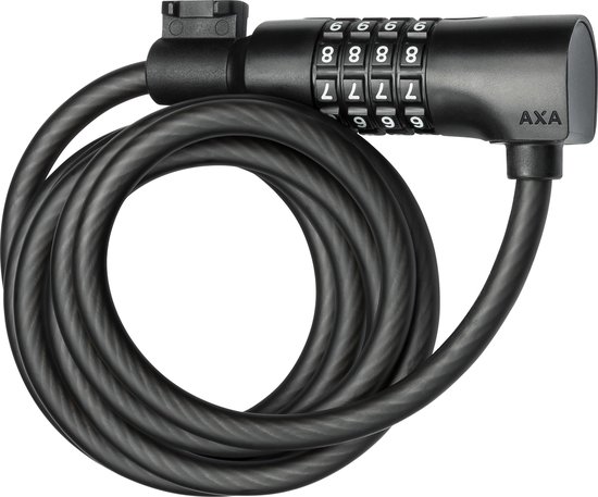 AXA Resolute C8/180 - Kabelslot - Slot voor Fietsen - Code - Gebruiksvriendelijk - 180 cm lang - Diameter 8 mm - Zwart van AXA