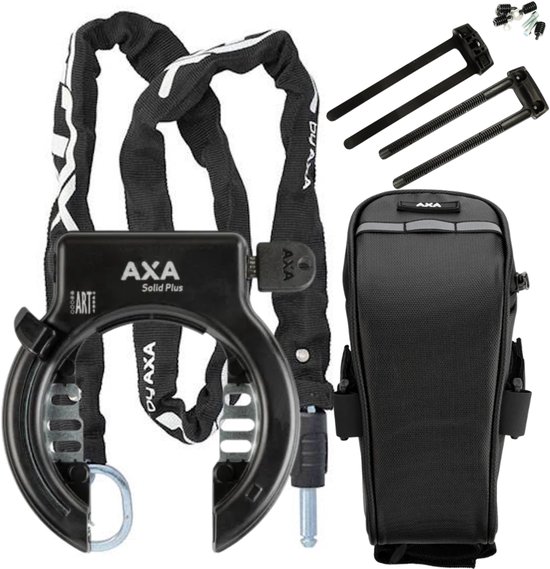 AXA Solid Plus Ringslot ART2 + AXA XLC 120 cm Insteekketting + AXA Zadeltas + Falkx Flex Mount van Merkloos