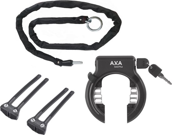 Axa Solid Plus Ringslot ART2 Zwart + Insteekketting 100 cm 5,5 mm Zwart + Flex Mount Bevestigingsset van AXA