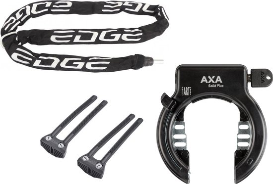 Axa Solid Plus Ringslot ART2 Zwart + Insteekketting 140 cm 5,5 mm Zwart + Flex Mount Bevestigingsset van AXA