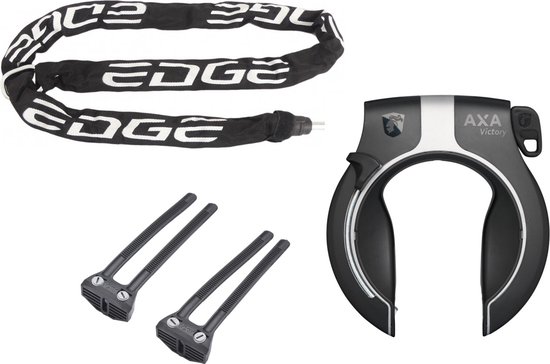 Axa Victory Ringslot ART2 Zwart + Insteekketting 140 cm 5,5 mm Zwart + Flex Mount Bevestigingsset van AXA