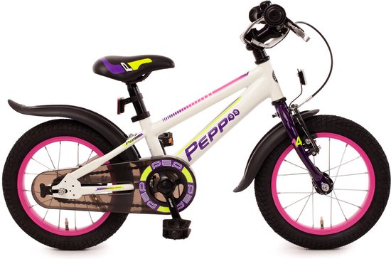 Bachtenkirch kinderfiets Pepp, 14 inch, wit / violet van BAC
