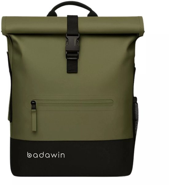 BADAWIN - "Anna" 2-in-1 fietsrugzak Groen - fietsrugzak waterdicht - fietstas bagagedrager - fietstas met haken - rolltop rugzak waterdicht - laptop fietstas - fietstas rugzak combinatie