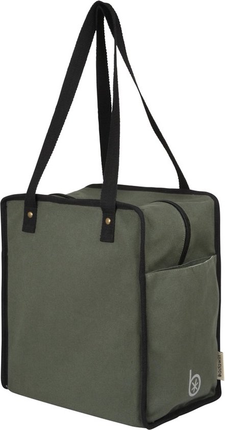 BADAWIN - "MIimi" Khaki Green draagtas voor op de fiets - Shopper - Fietstas - Schoudertas - Khaki Green - Waterafstotend - gerecycled Katoen van BADAWIN